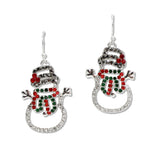 108354, CHRISTMAS SNOWMAN CRYSTAL RHINESTONE DANGLE EARRING
