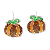 108658, HALLOWEEN PUMPKIN GLITTER DANGLE EARRING