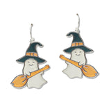 108035, HALLOWEEN SPOOKY GHOST GLASS ABSTRACT DANGLE EARRING