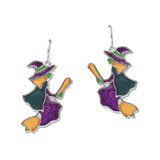 108034, HALLOWEEN WITCH GLASS ABSTRACT DANGLE EARRING
