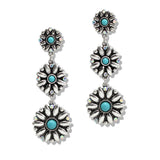 107531, WESTERN TURQUOISE STONE ACCENT FLOWER DANGLE EARRING
