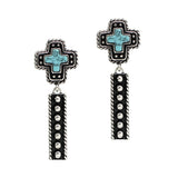 107532, WESTERN CROSS WITH BALL TEXTURED ACCENT DANGLE EARRING