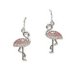108024, TROPICAL FLAMINGO PAVE RHINESTONE DANGLE EARRING