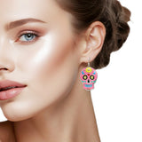 108480, SUGAR SKULL ENAMEL ACCENT DANGLE EARRING