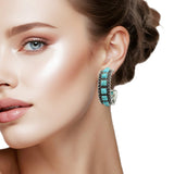 108410, WESTERN SQUARE TURQUOISE STONE ACCENT HOOP EARRING