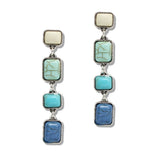 107783, WESTERN RECTANGLE TURQUOISE STONE ACCENT DANGLE EARRING