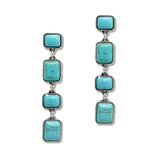 107783, WESTERN RECTANGLE TURQUOISE STONE ACCENT DANGLE EARRING