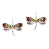 108483, DRAGONFLY CRYSTAL RHINESTONE ACCENT DANGLE EARRING