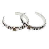 108654, CROSS ACCENT BALL TEXTURED ROUND HOOP EARRING