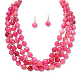 108485, AGATE BEADED MULTI LAYERED NECKLACE