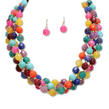 108485, AGATE BEADED MULTI LAYERED NECKLACE