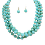 108485, AGATE BEADED MULTI LAYERED NECKLACE