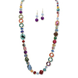 108697, 32" SEMI PRECIOUS STONE WITH GLASS BEADED LONG NECKLACE