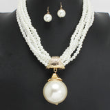108368, BOLD PEARL CHARM  PEARL STRAND NECKLACE