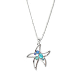 107881, STARFISH SEA GLASS ACCENT PENDANT NECKLACE