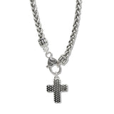 107882, TEXTURED CROSS CHARM NECKLACE