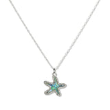 108416, OCEAN SEA LIFE STARFISH ABALONE ACCENT PENDANT NECKLACE