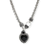 107157, HEART RHINESTONE FILIGREE ENGRAVED CHARM PENDANT NECKLACE