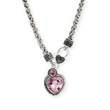 107157, HEART RHINESTONE FILIGREE ENGRAVED CHARM PENDANT NECKLACE
