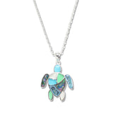 107807, SEA TURTLE ABSTRACT GLASS ACCENT PENDANT NECKLACE