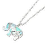 108426, ELEPHANT ABSTRACT GLASS PENDANT NECKLACE