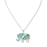 108426, ELEPHANT ABSTRACT GLASS PENDANT NECKLACE