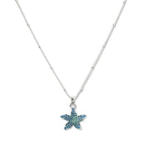 108411, OCEAN SEA LIFE STARFISH CRYSTAL RHINESTONE ACCENT PENDANT NECKLACE