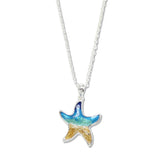 107799, STARFISH ENAMEL ACCENT OCEAN THEMED PENDANT NECKLACE