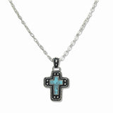 107652, WESTERN CROSS TURQUOISE STONE PENDANT NECKLACE