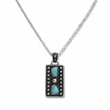 107651, WESTERN TURQUOISE ACCENT RECTANGLE PENDANT NECKLACE