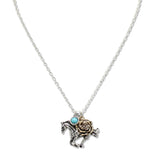 108430, WESTERN HORSE ROSE TURQUOISE CHARM PENDANT NECKLACE