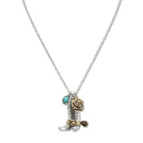 108429, WESTERN BOOTS ROSE TURQUOISE CHARM PENDANT NECKLACE