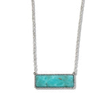 107802, WESTERN RECTANGLE TURQUOISE STONE PENDANT NECKLACE