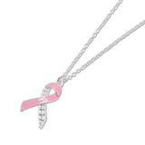 108465, DAINTY PINK RIBBON PENDANT NECKLACE