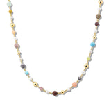 107515, AGATE STONE WITH FRESHWATER PEARL BEADED NECKLACE