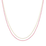 107343, DAINTY AGATE STONE BEADED ACCENT DOUBLE LAYERED NECKLACE