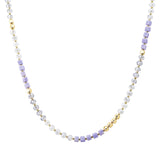 107341, SQUARE AGATE STONE ACCENT GLASS BEADED NECKLACE