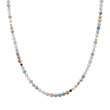 107341, SQUARE AGATE STONE ACCENT GLASS BEADED NECKLACE