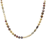 107757, AGATE STONE WITH WOOD BEADED NECKLACE