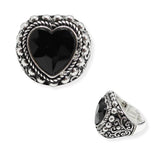 107675, HEART RHINESTONE FILIGREE ENGRAVED STRETCH RING