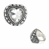 107675, HEART RHINESTONE FILIGREE ENGRAVED STRETCH RING
