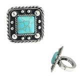 107677, WESTERN SQUARE TURQUOISE STONE STRETCH RING