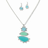107656, SEA GLASS STONE PENDANT NECKLACE