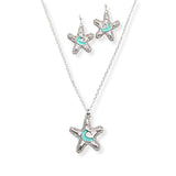107148, STARFISH CRYSTAL RHINESTONE ACCENT PENDANT NECKLACE