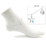 107741, OCEAN THEMED STARFISH SEA GLASS CHARM ANKLET