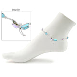 107744, ABSTRACT GLASS DRAGONFLY SEA GLASS ANKLET