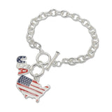 108006, AMERICAN USA FLAG STATE MAP CHARM TOGGLE BRACELET
