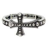 107820, WESTERN CROSS BALL TEXTURED ACCENT STRETCH BRACELET
