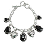 107809, GEOMETRIC HEART MULTI CHARM TOGGLE BRACELET