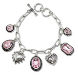 107809, GEOMETRIC HEART MULTI CHARM TOGGLE BRACELET